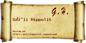 Gáli Hippolit névjegykártya